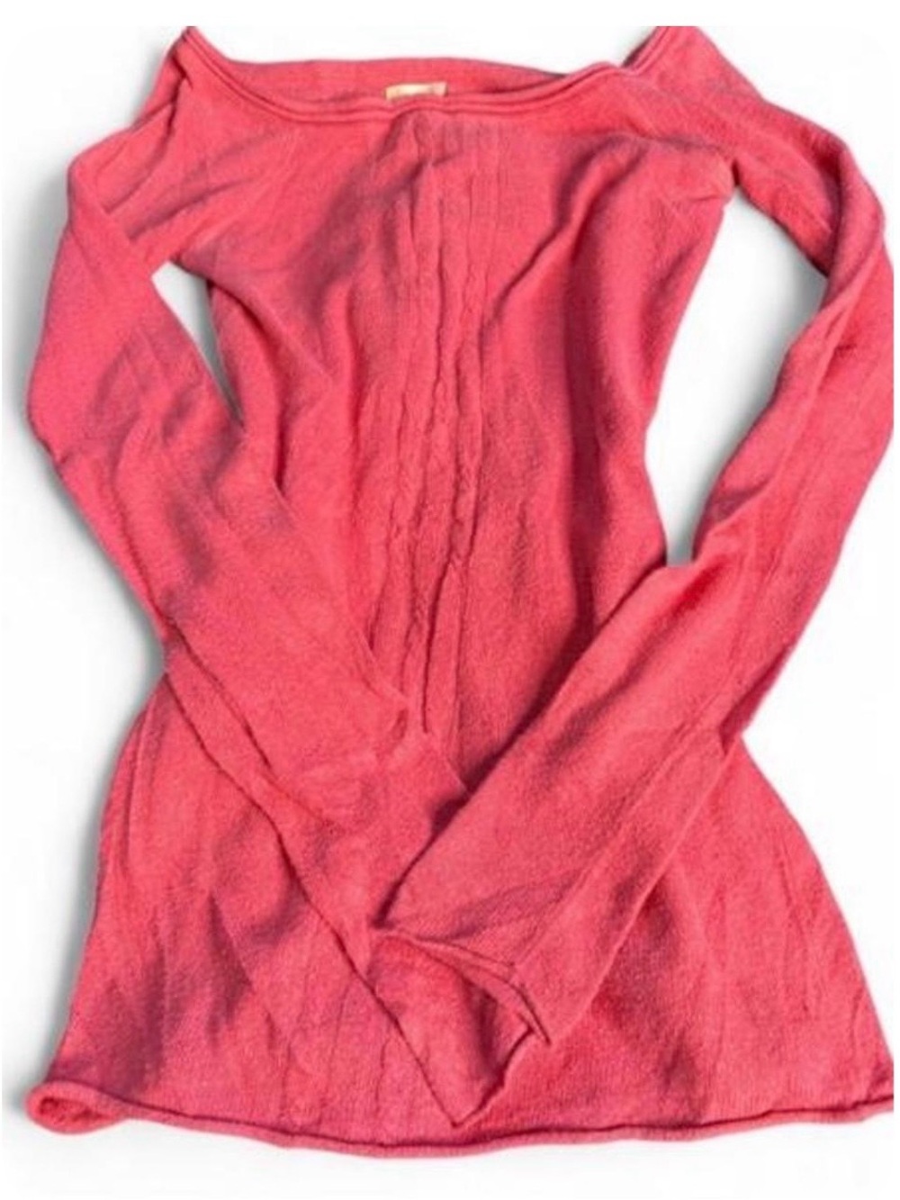 Hollister Y2K Coral Off-the-Shoulder long sleeve Knit Sweater Sm